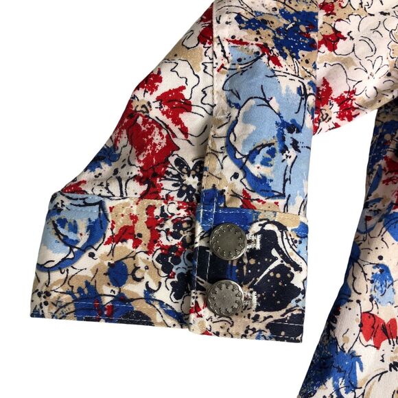 Christopher & Banks Jacket Womens M Petite Floral Art To Wear Abstract Pockets - Picture 4 of 16